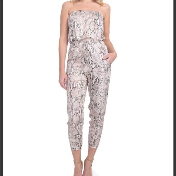 Lavender brown snake print jumpsuit - Picture 1 of 6